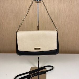 Kate Spade Two Tone Black Cream Chain Crossbody Shoulder Bag